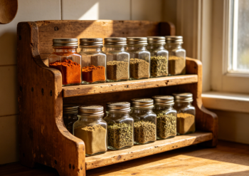 Rustic Wooden Kitchen Seasoning Shelf Rack